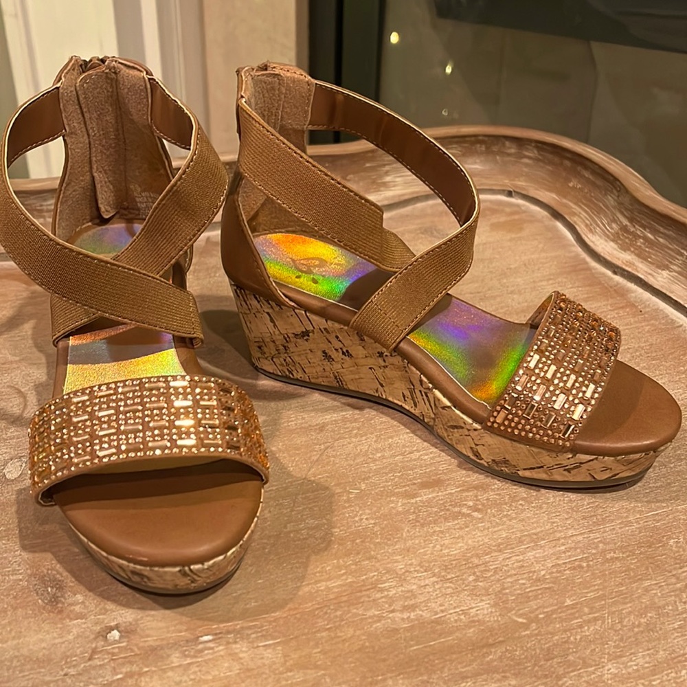 Justice size 13 girls cork wedges